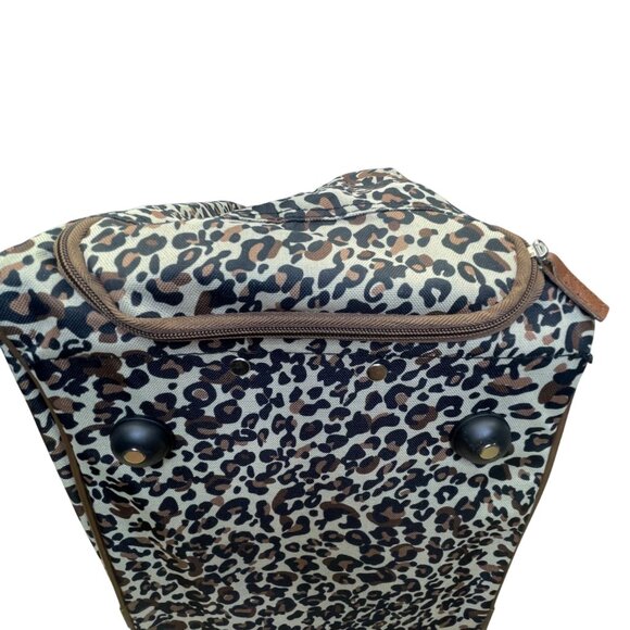 Global Tour Brown Leopard Print Travel Luggage With Zippered Rolling Duffel Bag - Picture 11 of 12